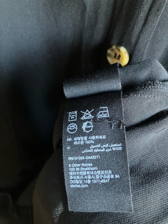 & Other Stories Black Flowy Long Sleeve Shirtdress Size 8 Mini Boho Minimalist - Picture 11 of 11